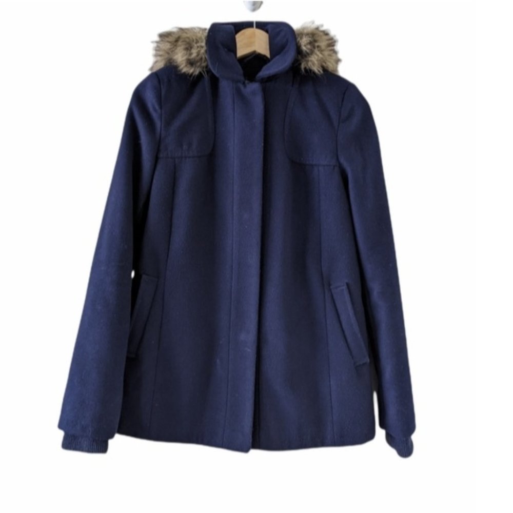 TOPSHOP / NAVY WINTER COAT FAUX FUR / 4